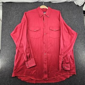 Wrangler Brushpopper X-long Tails Western Shirt Mens 19-37 Tall  Red Long Sleeve